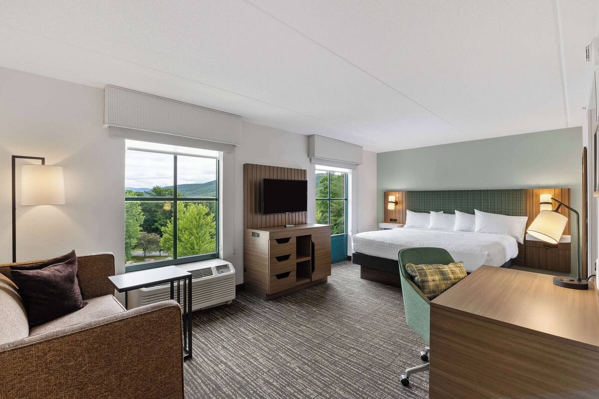 suite, one king bed, non-smoking | living area | tv, video game console, pay films