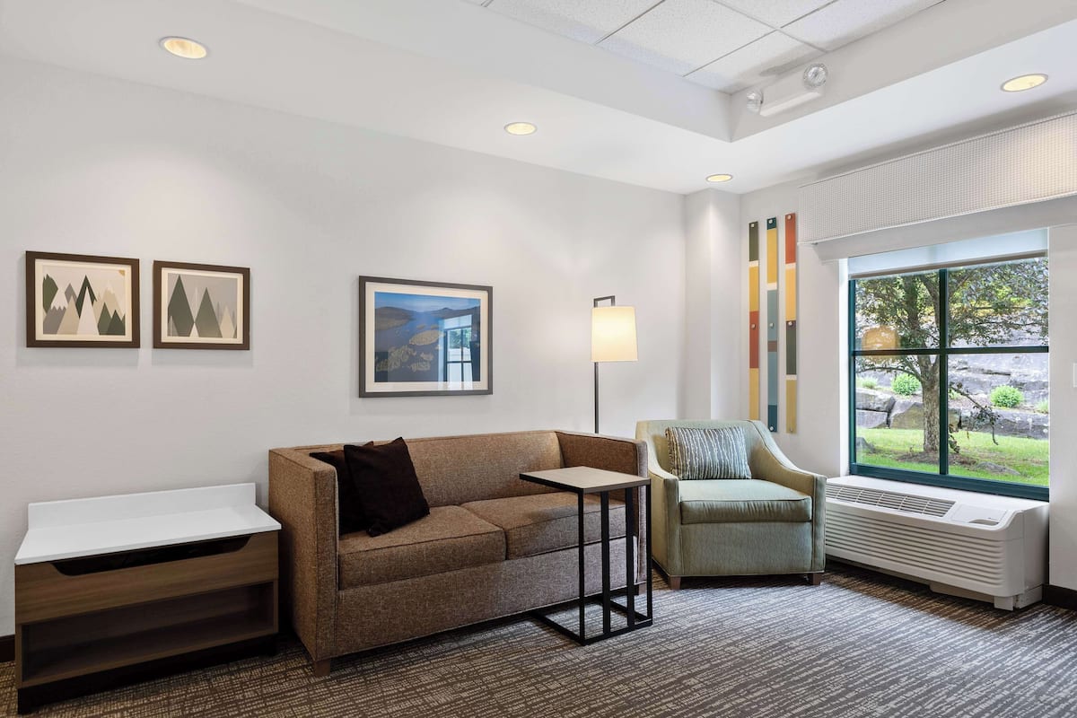 Room, 2 Queen Beds, Accessible, Non Smoking (Roll-In Shower) | Living area | TV, video game console, pay films