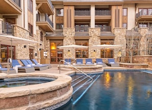 Outdoor pool, pool loungers