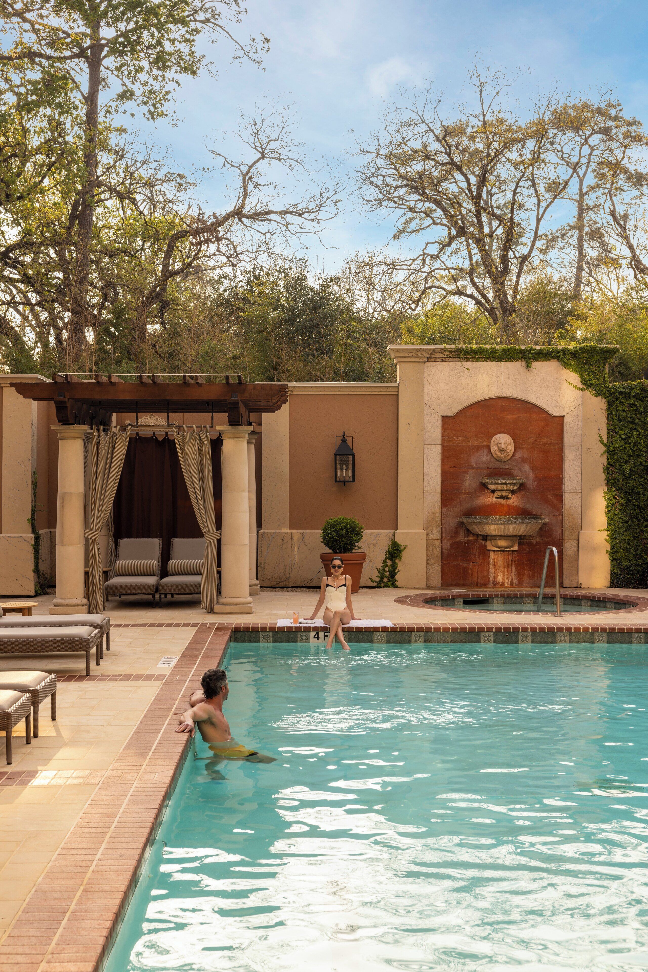 Outdoor pool, free pool cabanas, pool umbrellas