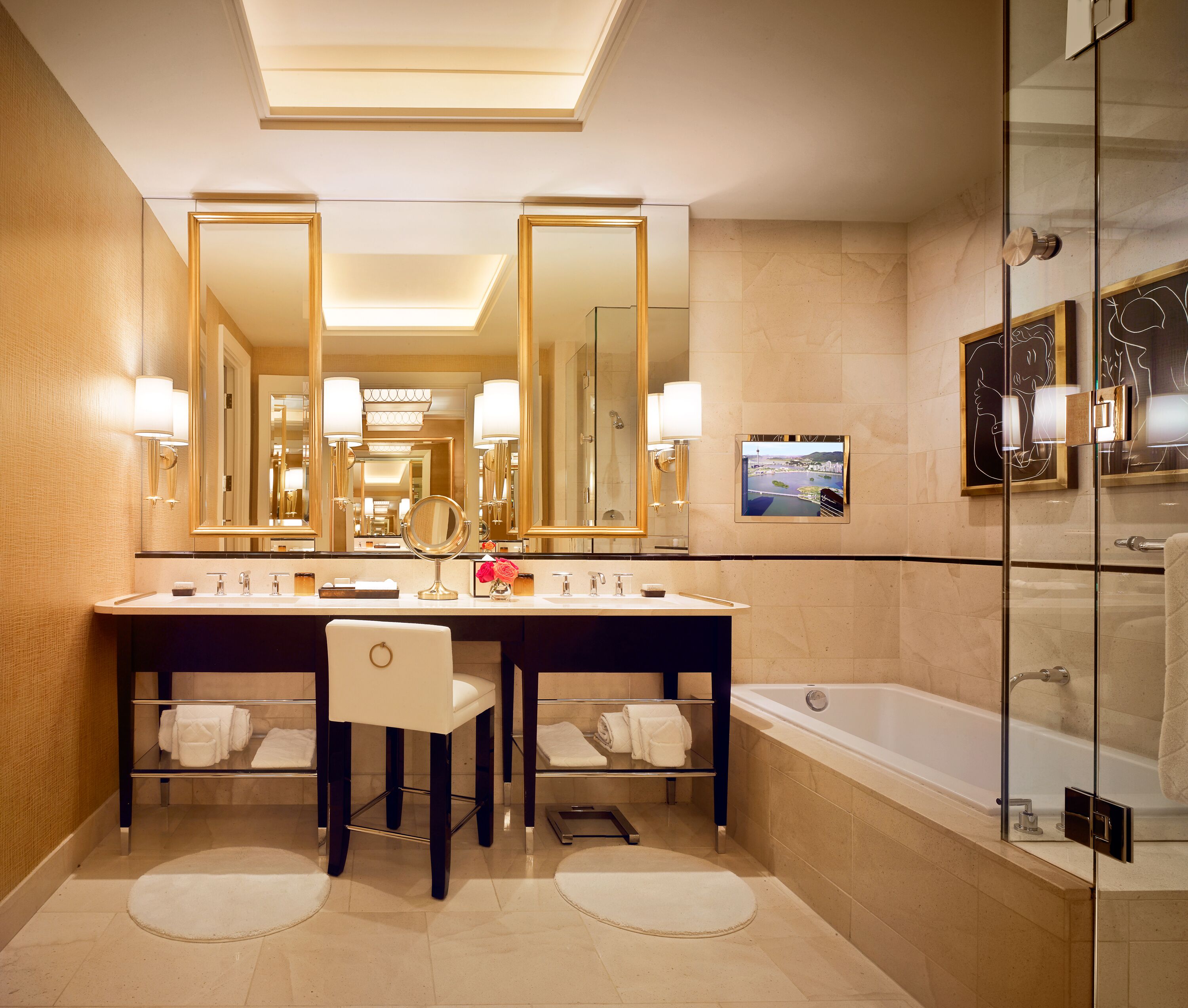 encore deluxe suite | bathroom | separate bathtub and shower, deep-soaking bathtub, rainfall showerhead