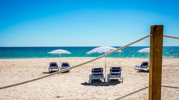 Beach nearby, white sand, free beach shuttle, sun-loungers