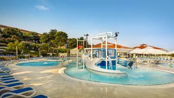 Indoor pool, seasonal outdoor pool, pool umbrellas
