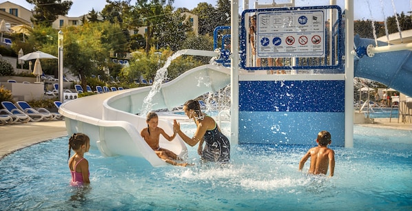 Indoor pool, seasonal outdoor pool, pool umbrellas
