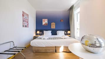 Premium bedding, Select Comfort beds, blackout drapes, soundproofing