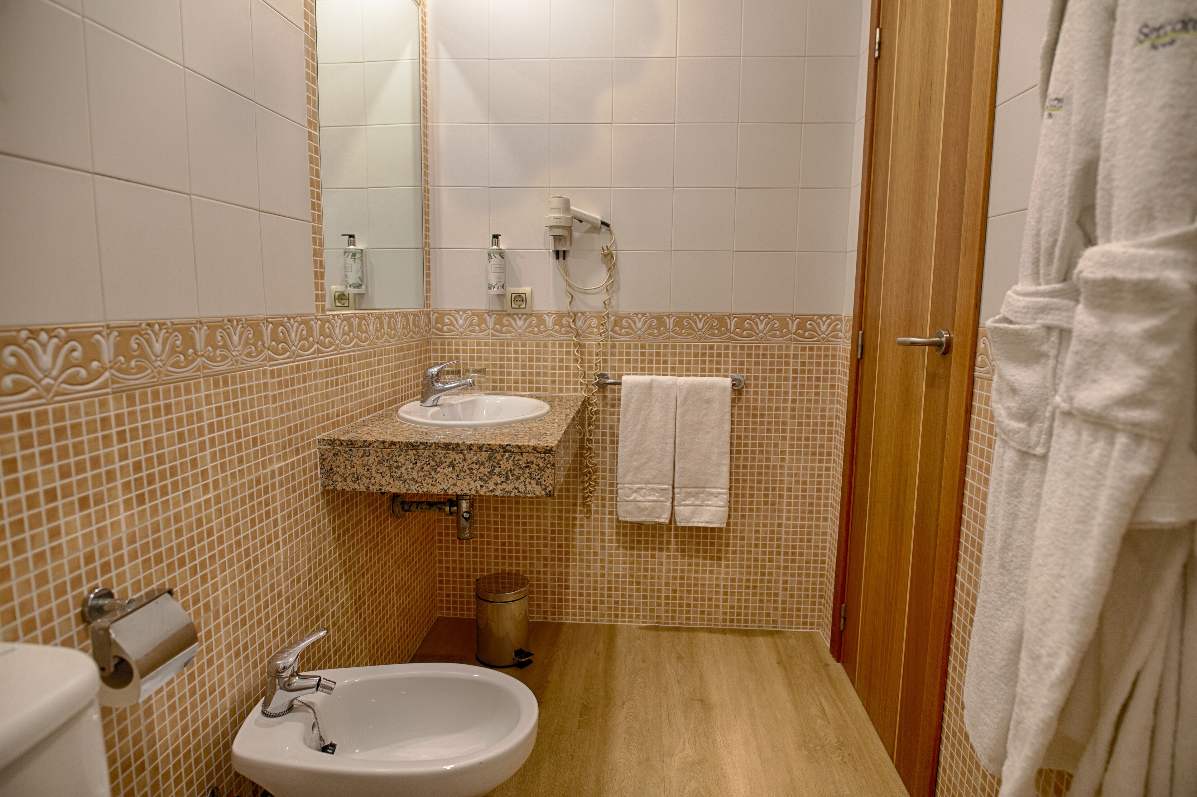 free toiletries, hair dryer, towels