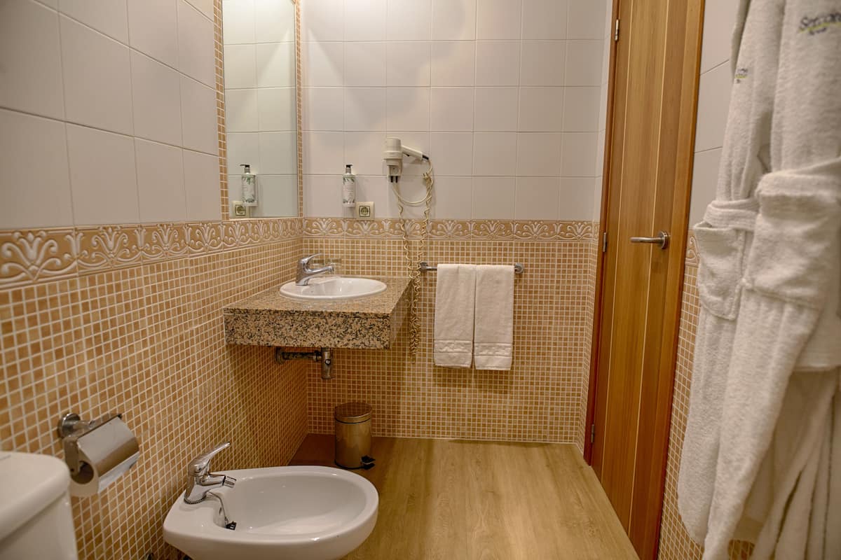 free toiletries, hair dryer, towels