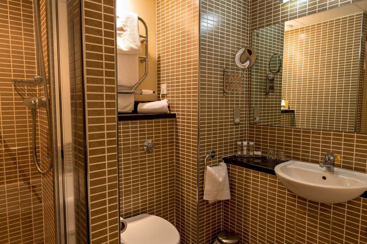 free toiletries, hair dryer, towels