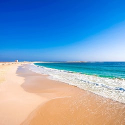On the beach, beach umbrellas, beach towels, beach volleyball