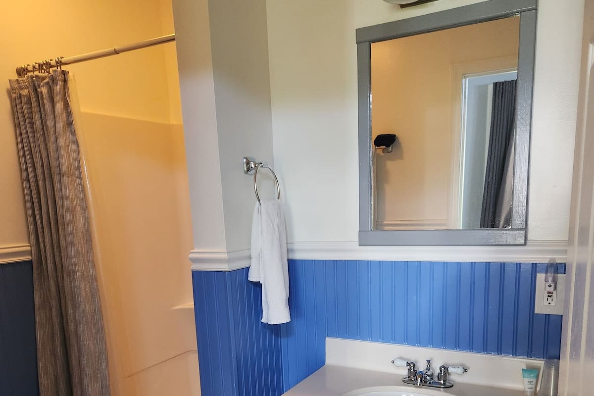 Suite monolocale, 1 camera da letto | Bagno | Set di cortesia gratuito, asciugacapelli, asciugamani, sapone