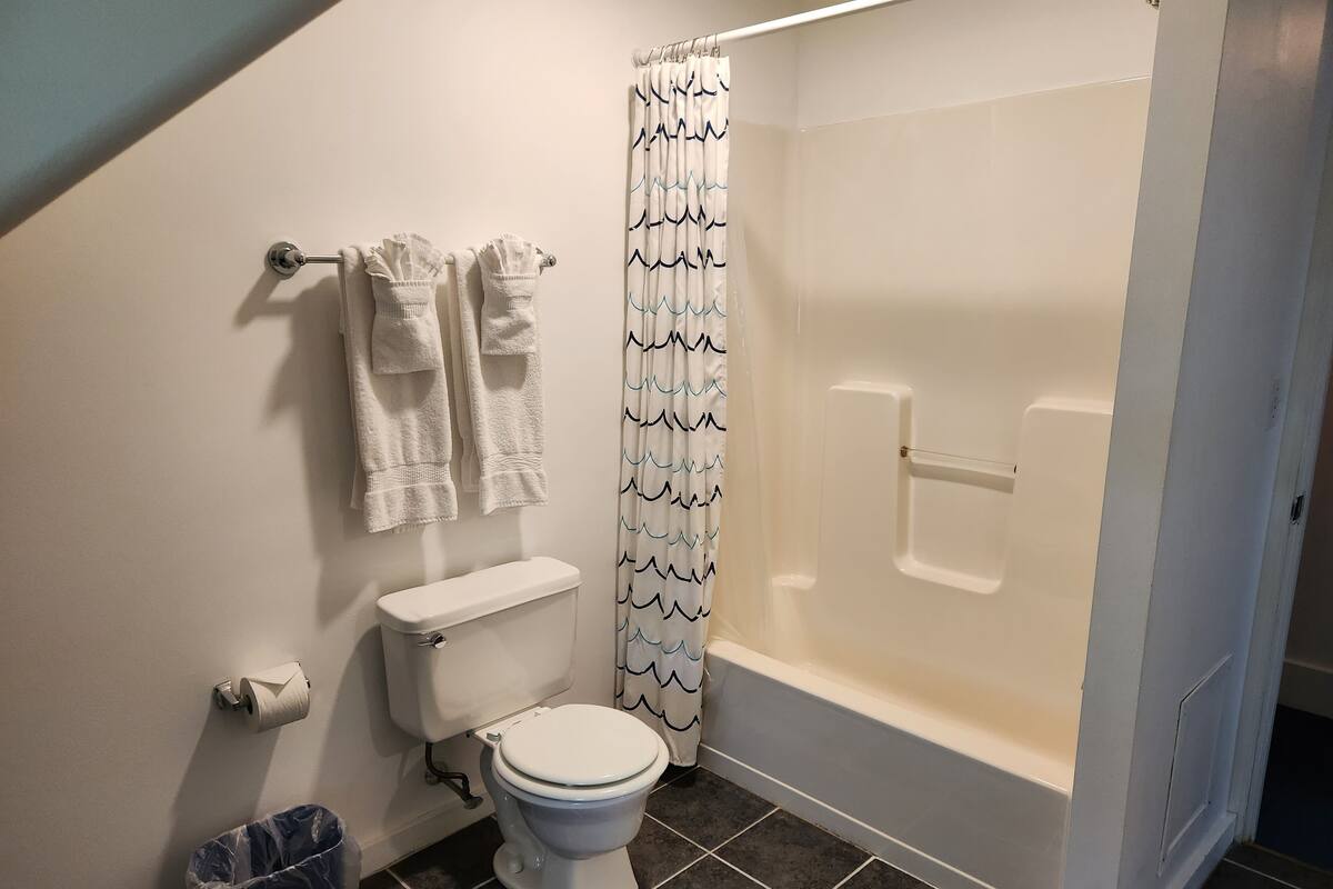 Camera Deluxe, 1 letto queen | Bagno | Set di cortesia gratuito, asciugacapelli, asciugamani, sapone