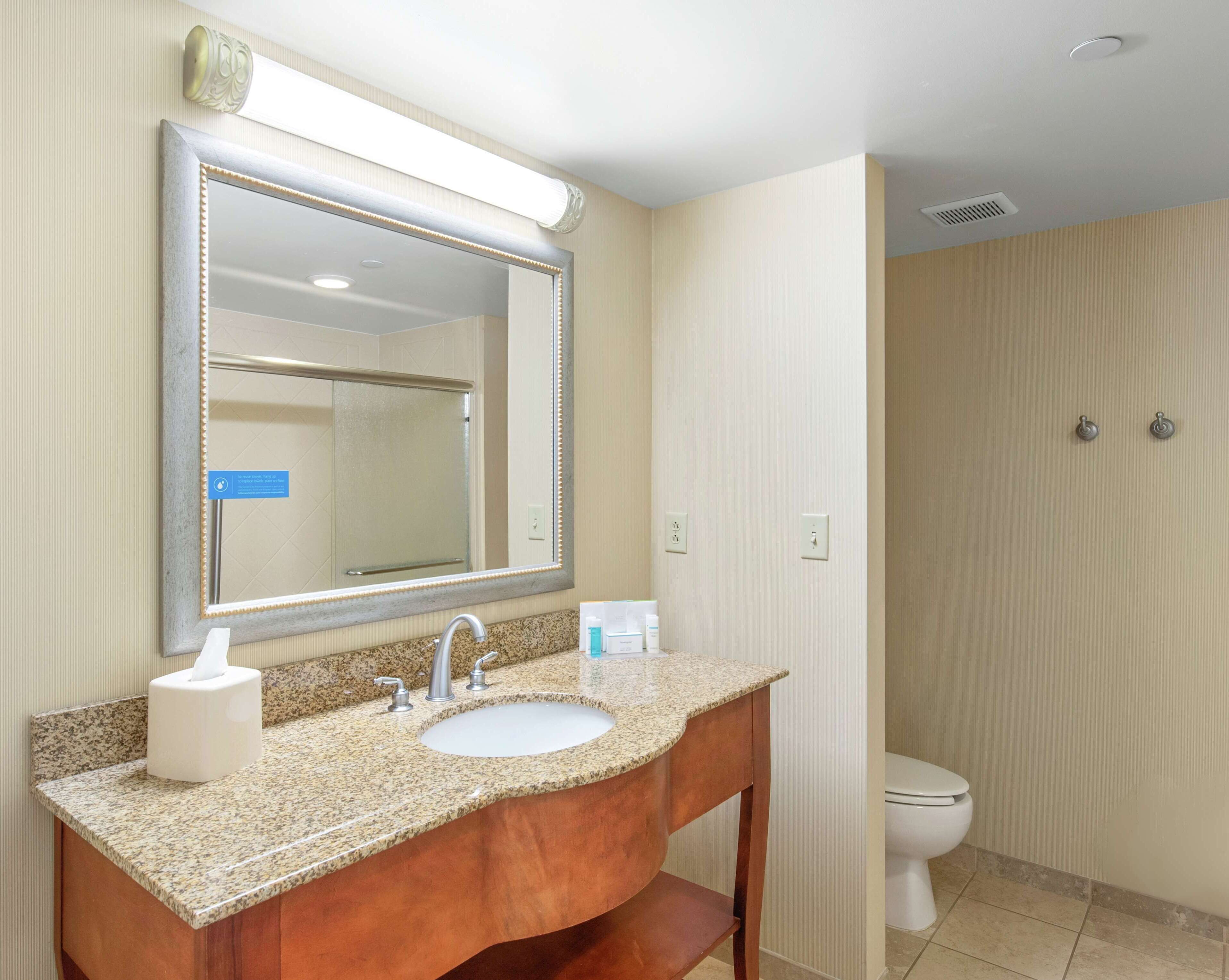 one king bed non smoking | bathroom | free toiletries, hair dryer, towels, soap