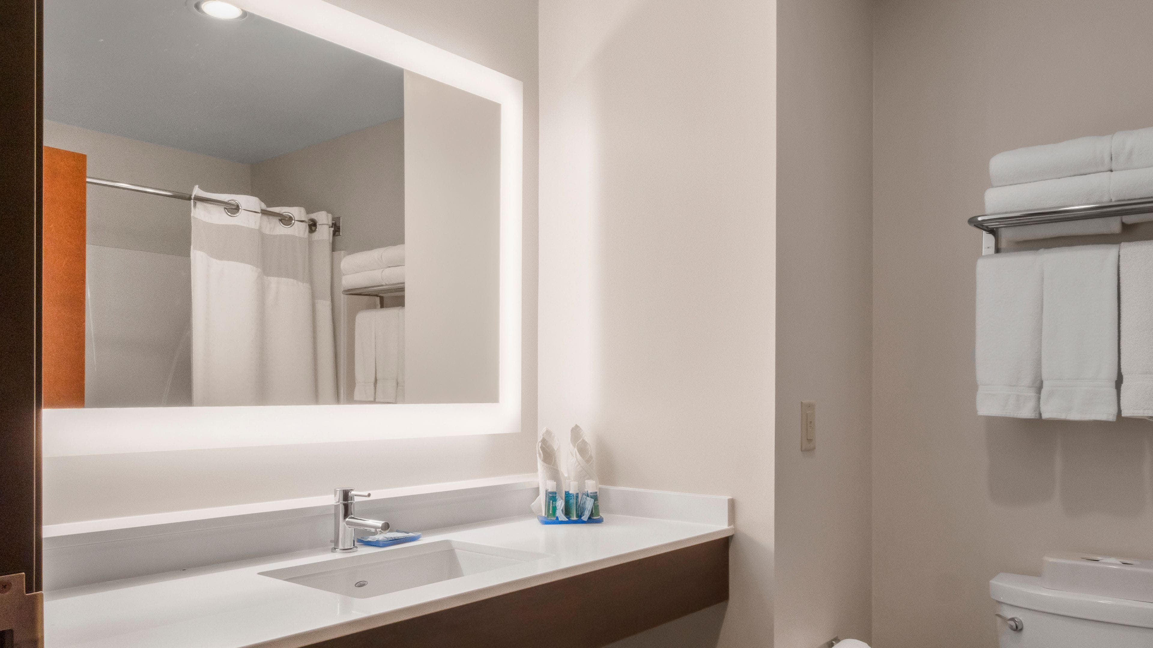 free toiletries, hair dryer, towels