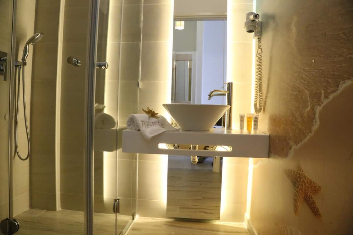 shower, free toiletries, hair dryer, bathrobes