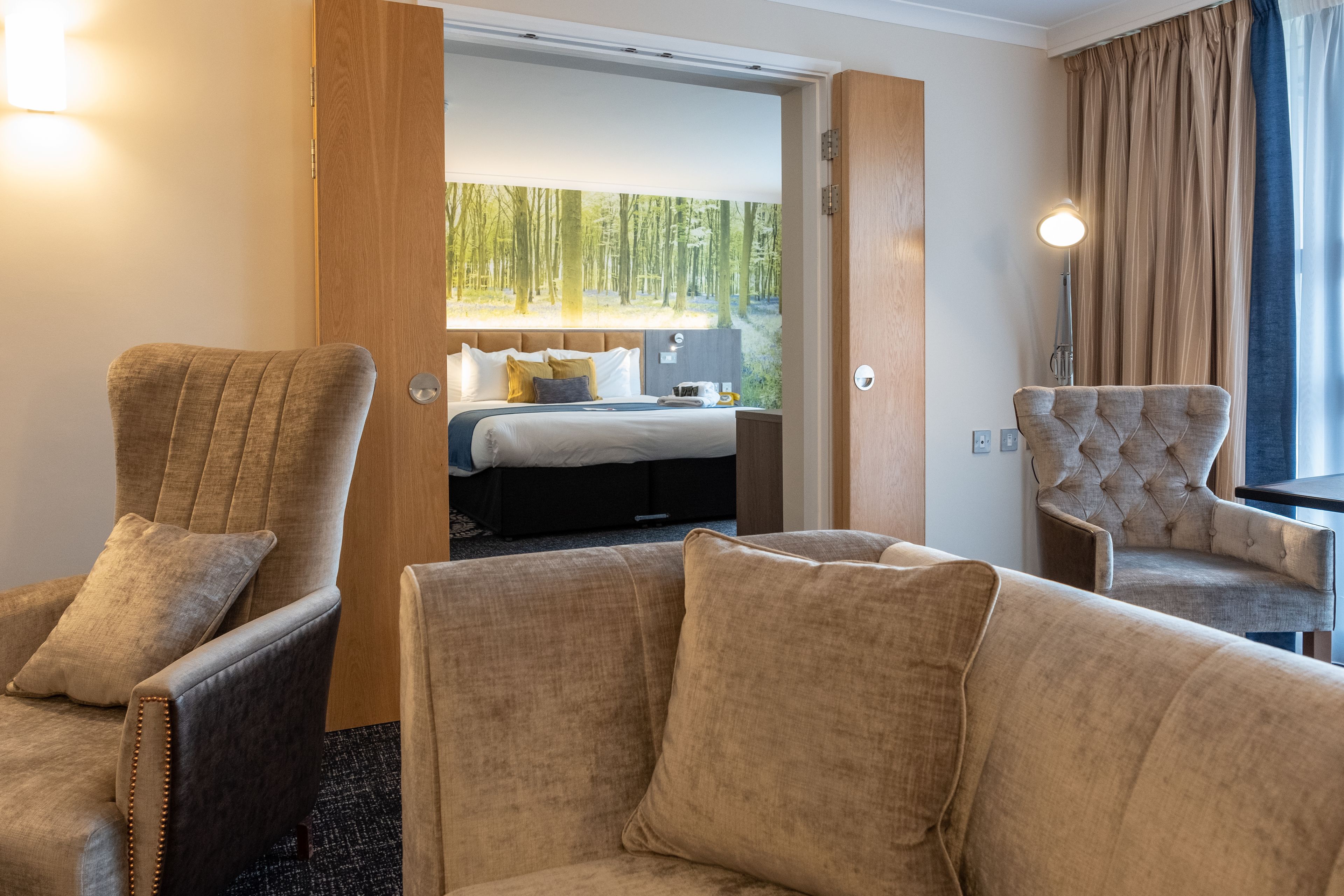 premium bedding, pillow-top beds, individually decorated, desk