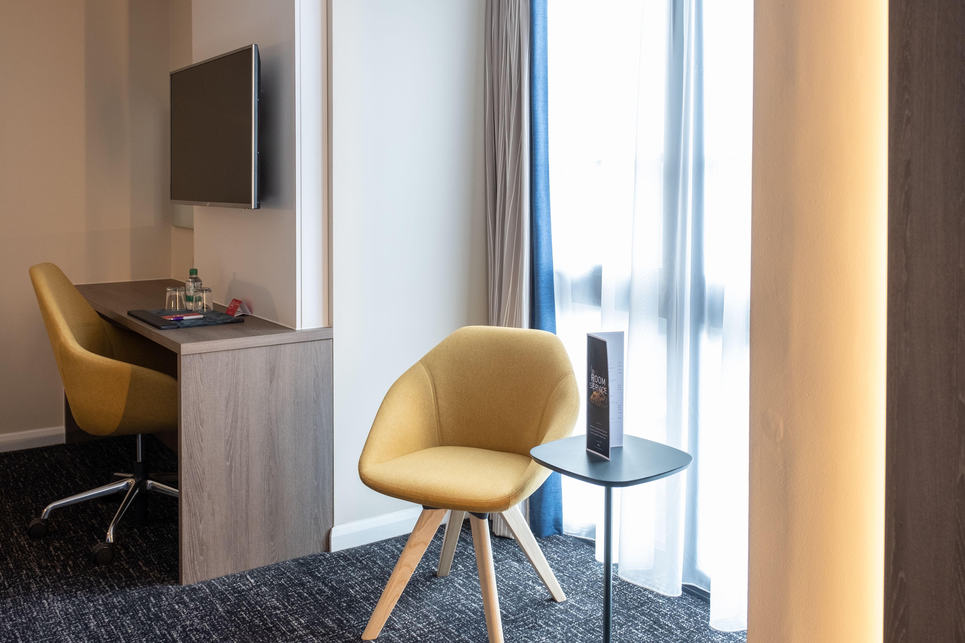 premium bedding, pillow-top beds, individually decorated, desk