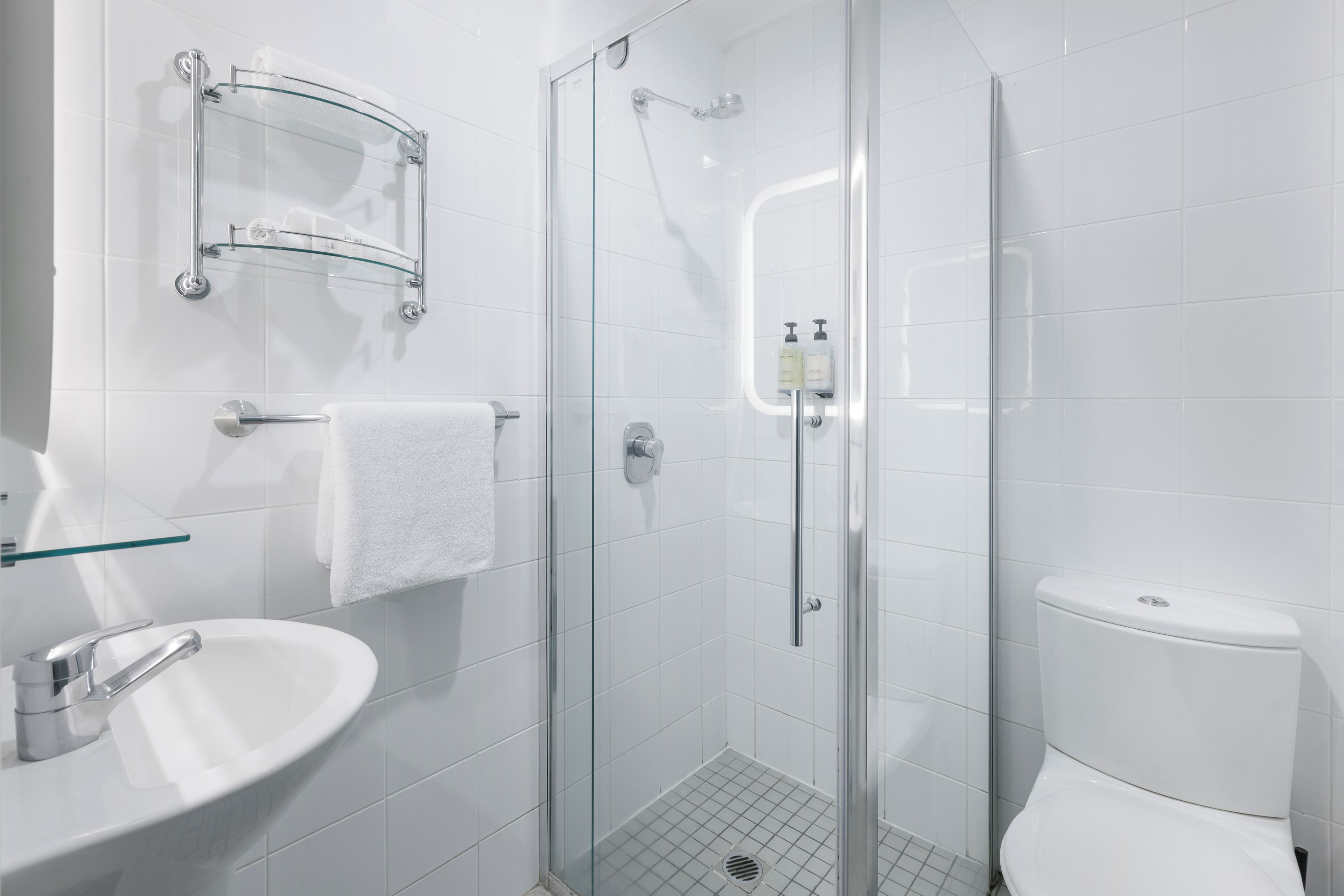 single room | bathroom | shower, free toiletries, hair dryer, towels
