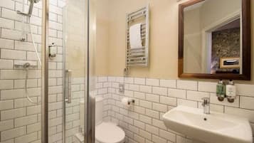 Eco-friendly toiletries, hair dryer, towels, soap
