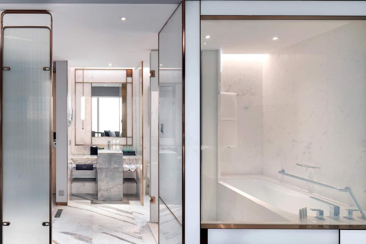 Bathroom | Separate tub and shower, rainfall showerhead, designer toiletries