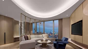 Premium Suite | Living area | 42-inch LCD TV with satellite channels, TV, DVD player