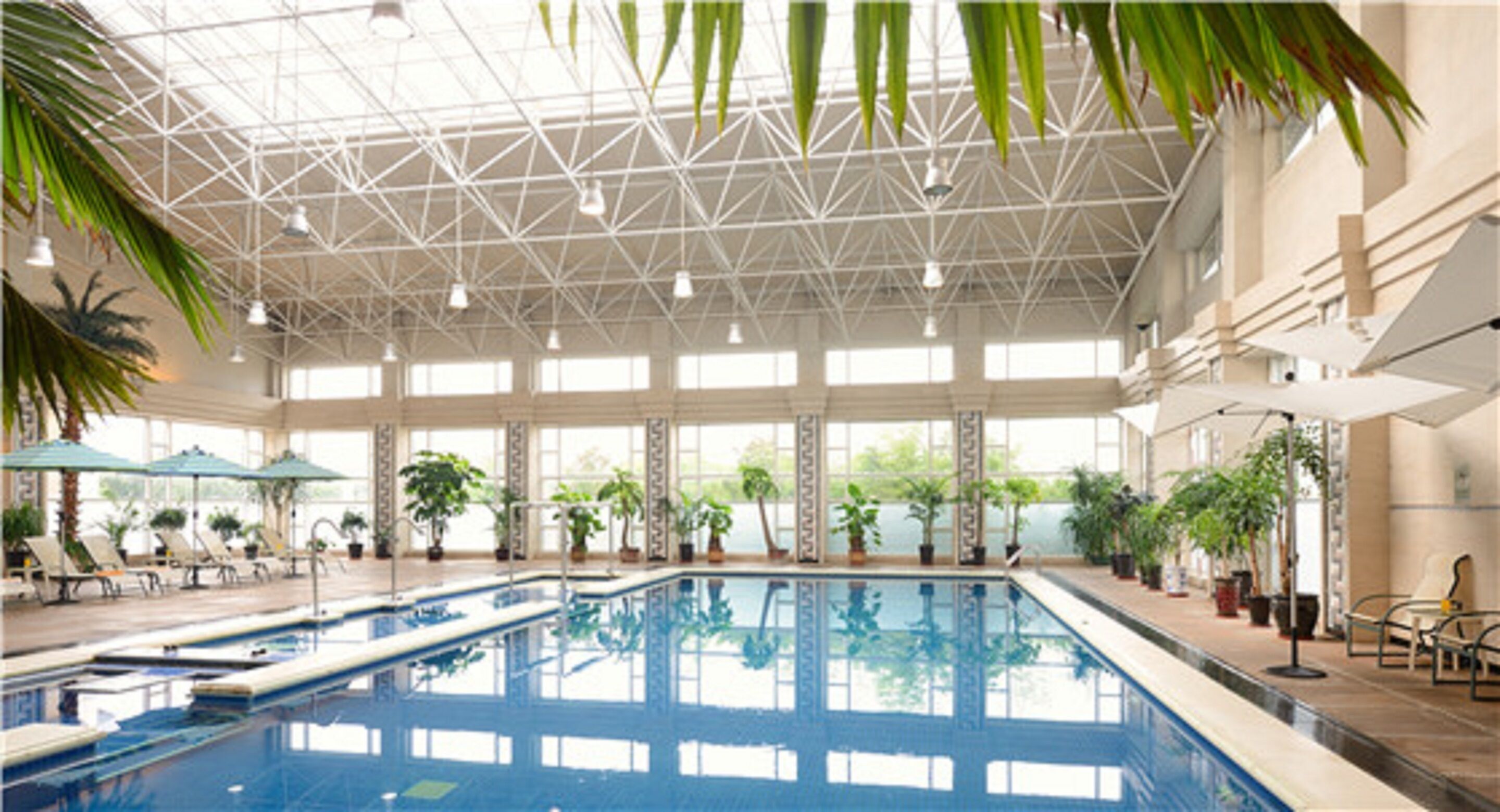 indoor pool, pool loungers