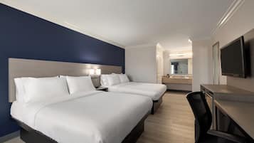 Standard Room, 2 Queen Beds, Non Smoking | Desk, laptop workspace, blackout drapes, iron/ironing board