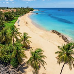 On the beach, sun loungers, beach umbrellas, beach towels