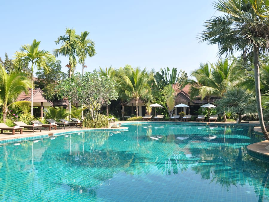 Outdoor pool, open 8:00 AM to 8:00 PM, pool umbrellas, sun loungers