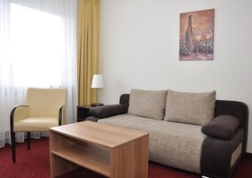 Ropa de cama hipoalergénica, caja fuerte, escritorio y cortinas opacas