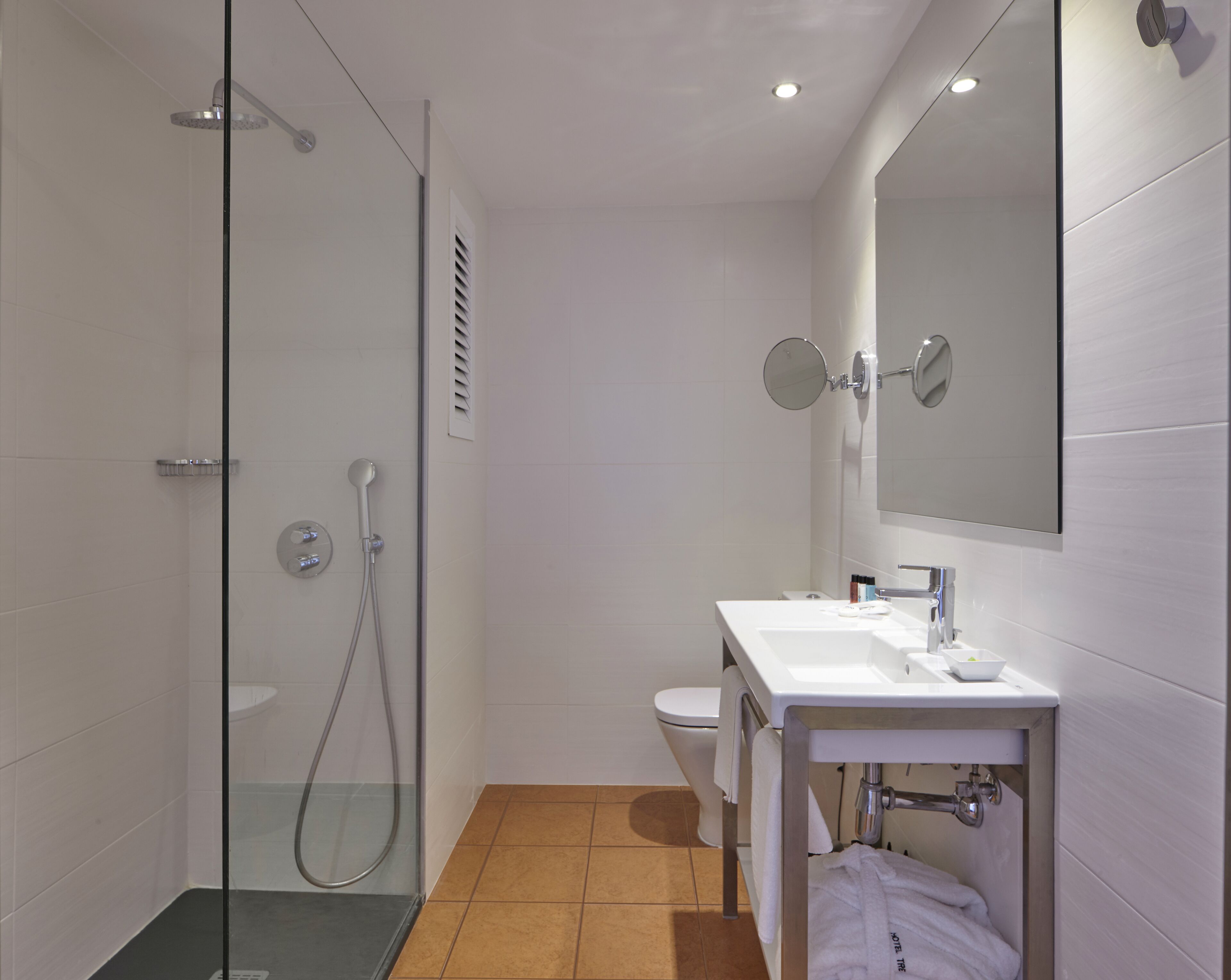 shower, free toiletries, hair dryer, bathrobes