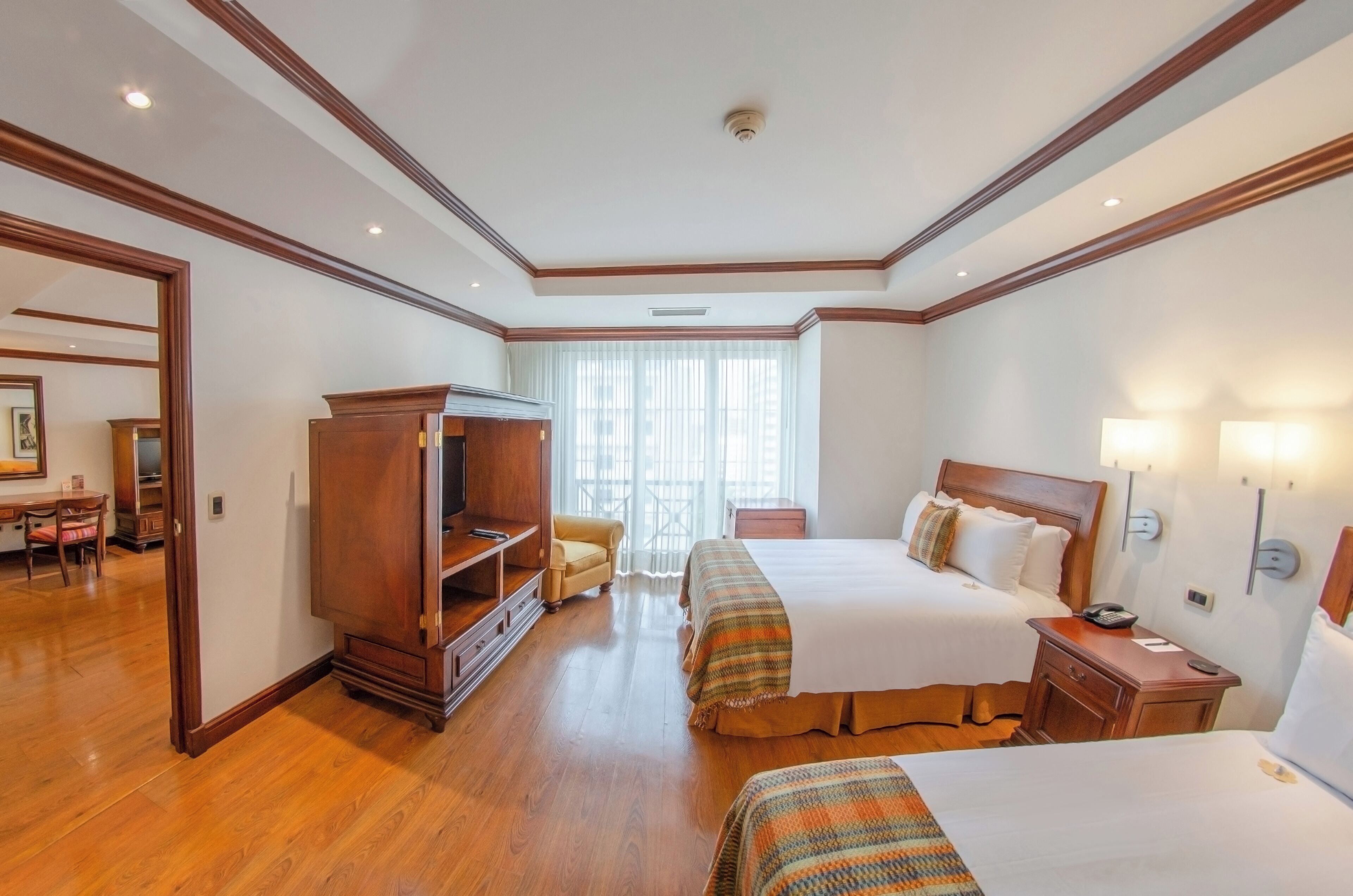 In-room safe, desk, laptop workspace, blackout curtains
