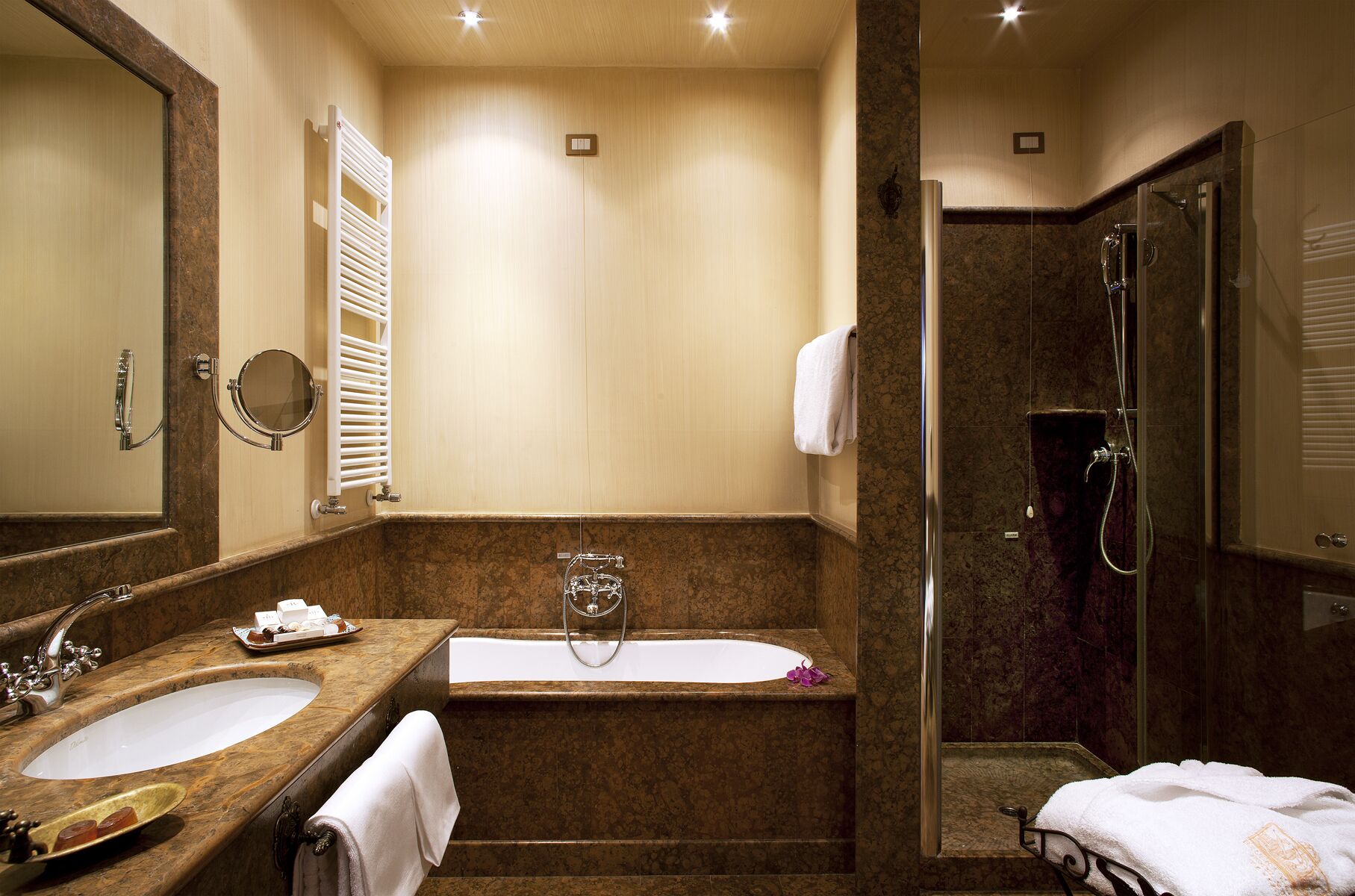 free toiletries, hair dryer, bathrobes, slippers