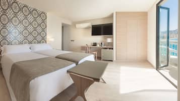 Double or Twin Room, Terrace, Sea View | Minibar, in-room safe, desk, blackout drapes