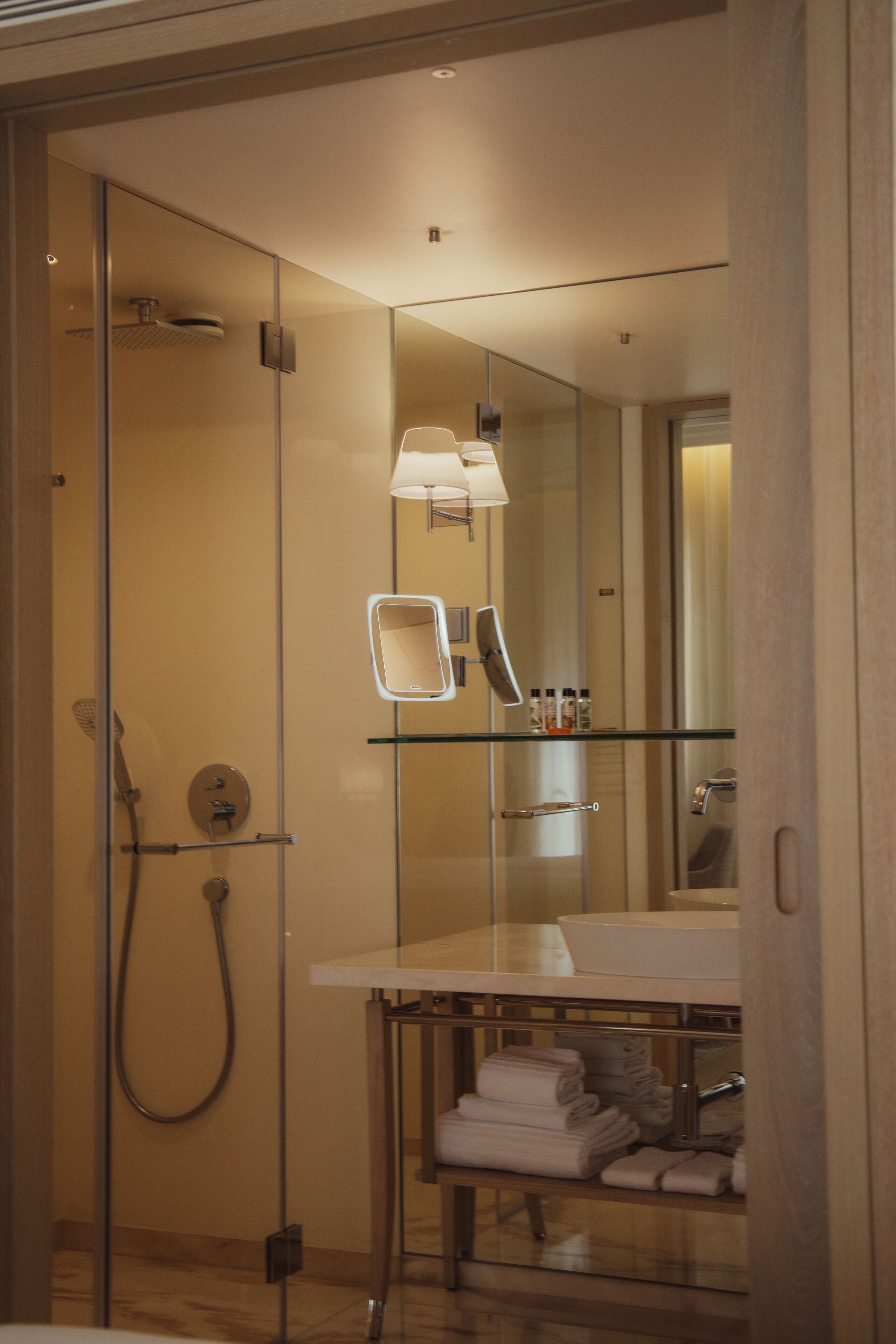 deluxe double or twin room | bathroom | shower, rainfall showerhead, free toiletries, hair dryer
