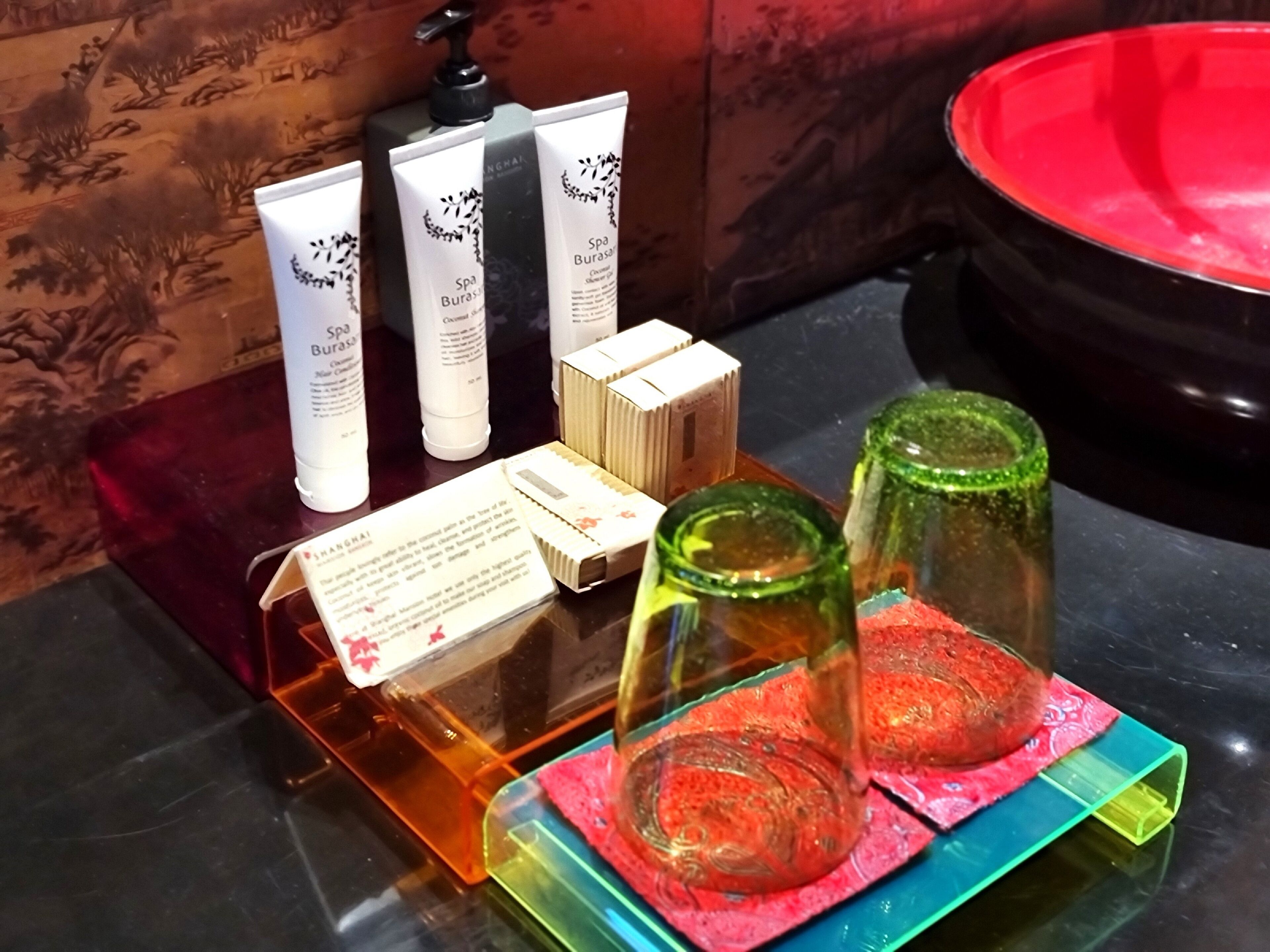 free toiletries, hair dryer, slippers, towels