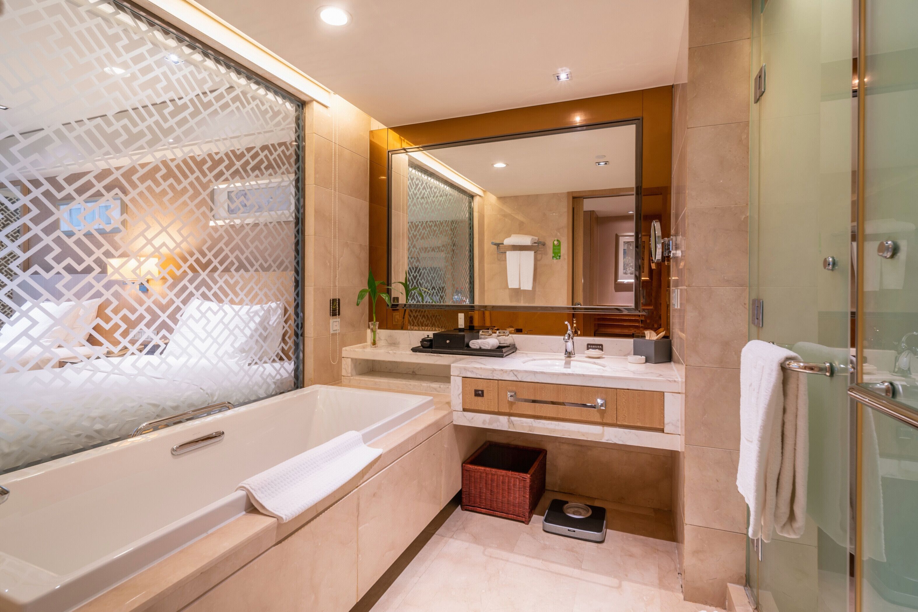 deluxe single room | bathroom | shower, free toiletries, hair dryer, bathrobes