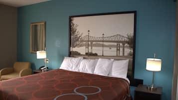 Desk, laptop workspace, iron/ironing board, free cribs/infant beds