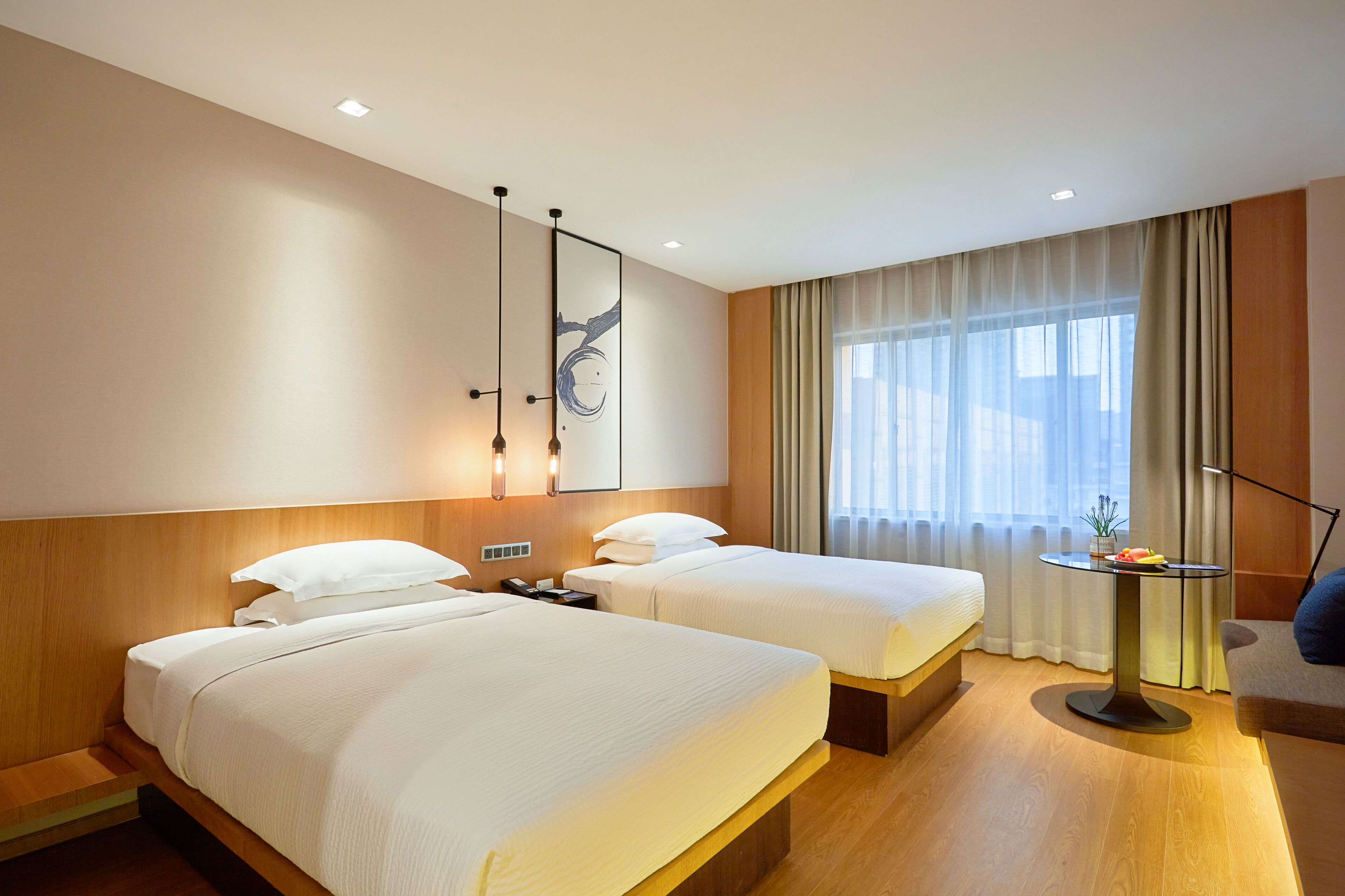 deluxe room, 2 single beds, city view | in-room safe, desk, laptop workspace, blackout curtains