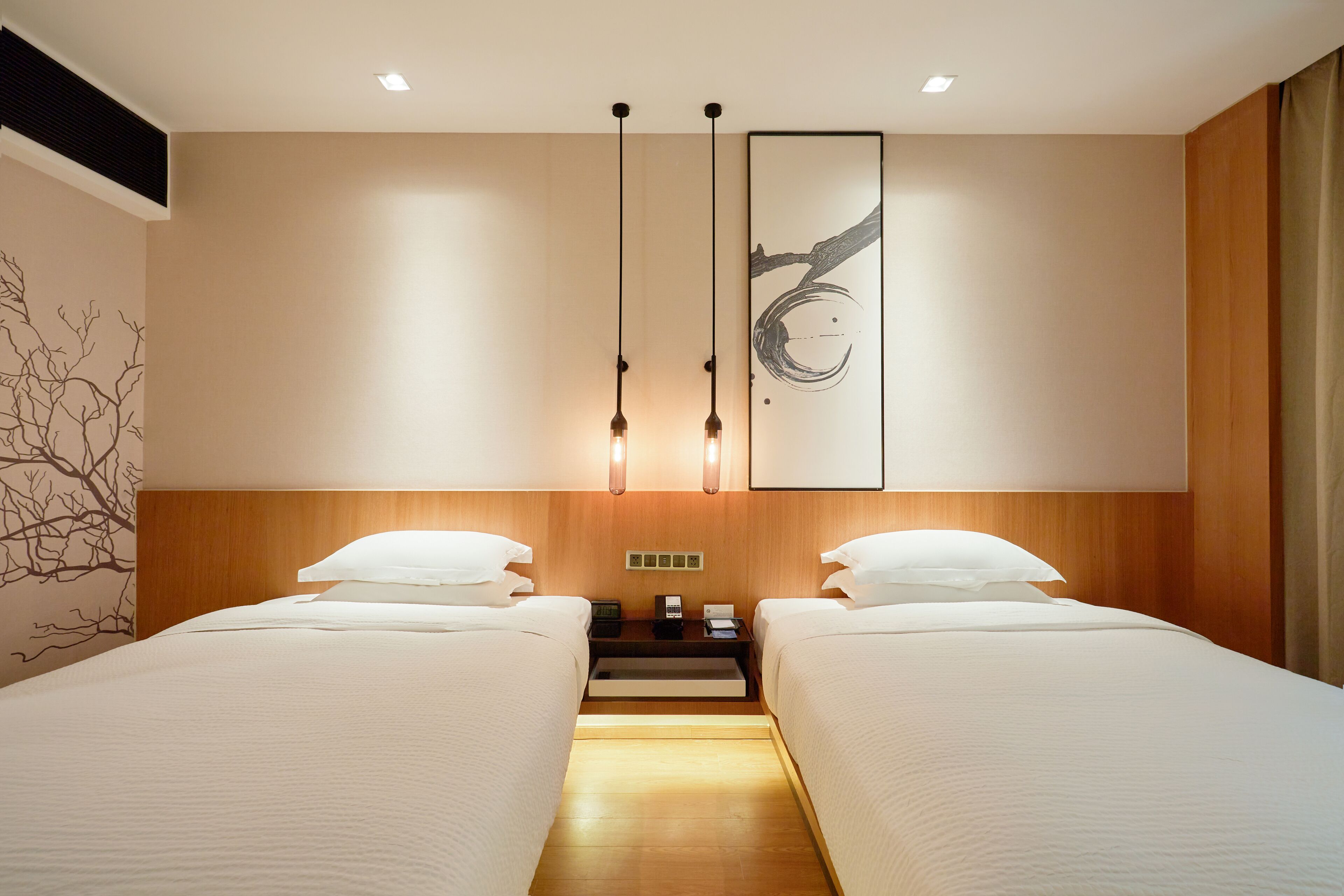 deluxe room, 2 single beds, city view | in-room safe, desk, laptop workspace, blackout curtains