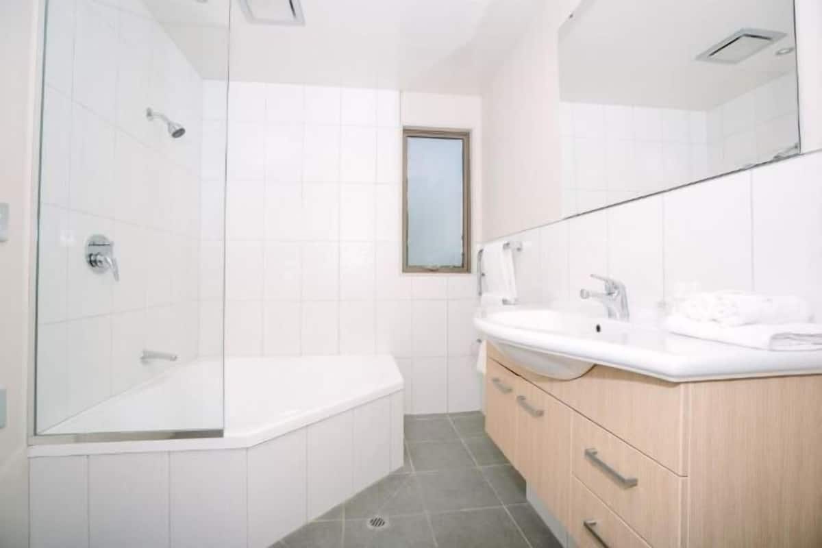 Bathroom | Shower, free toiletries, hair dryer, towels