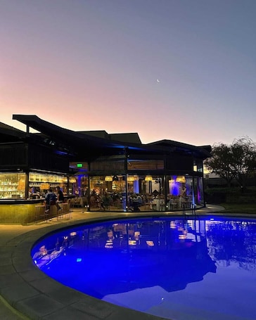 Terraza o patio. Hotel Agua del Desierto