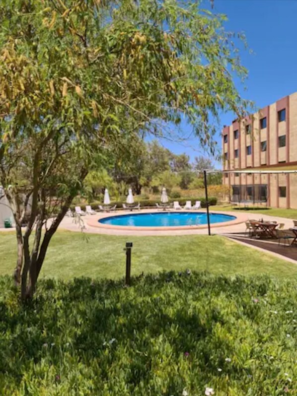 Outdoor pool, sun loungers