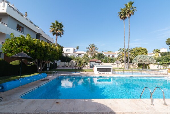 2 outdoor pools, open 9:00 AM to 8:00 PM, pool loungers