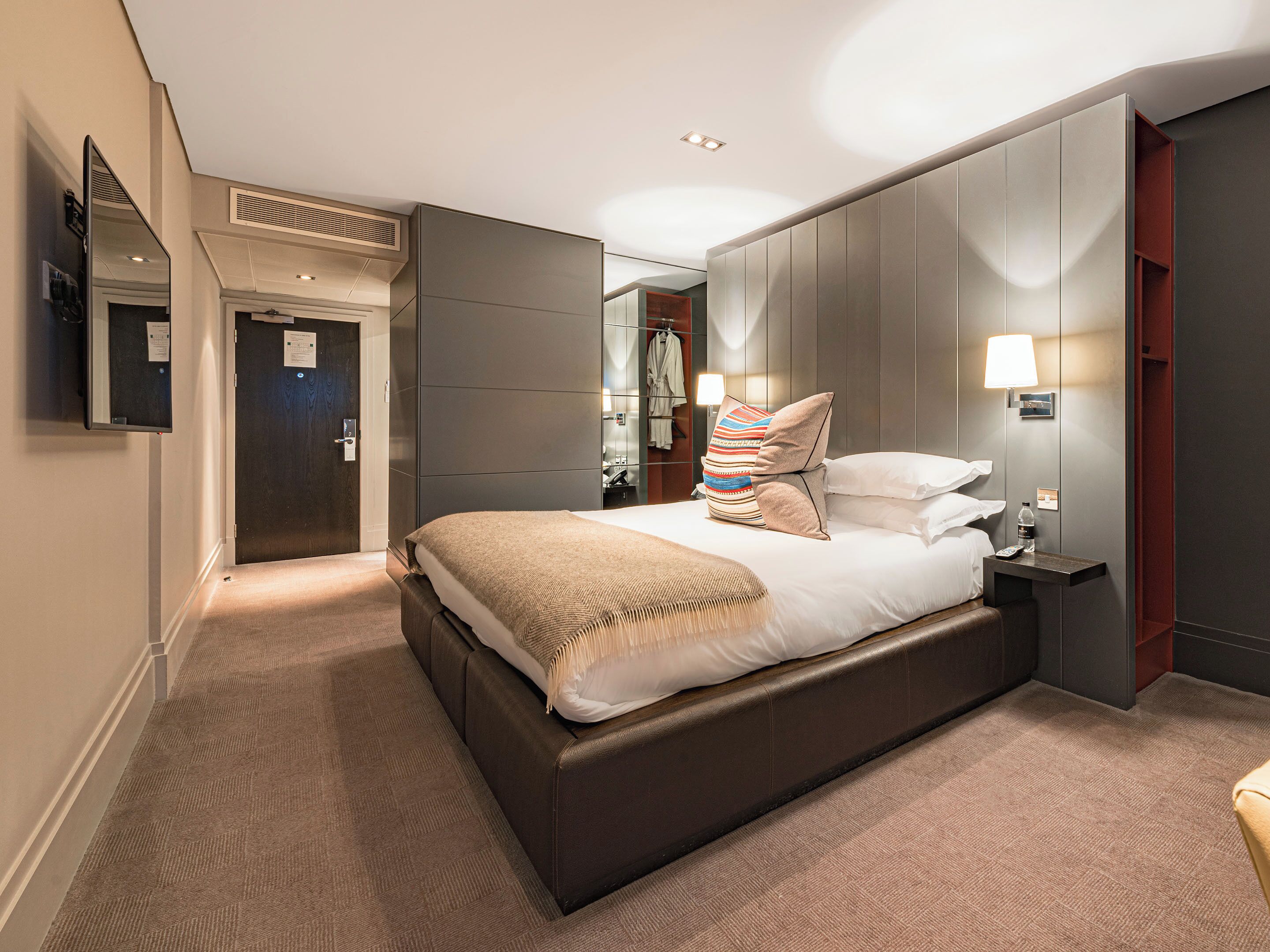 king room | premium bedding, desk, laptop workspace, iron/ironing board