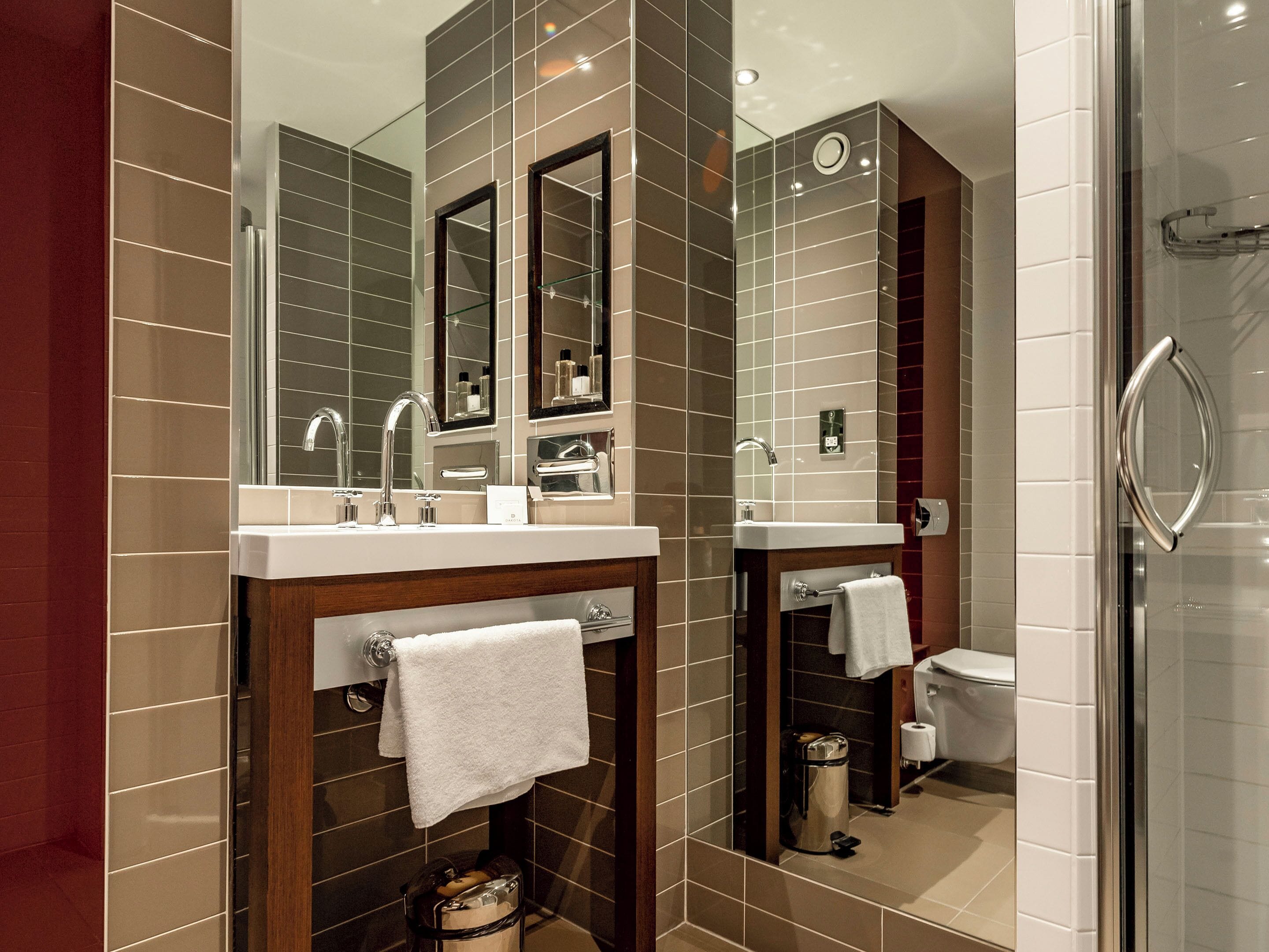 shower, rainfall showerhead, designer toiletries, hair dryer