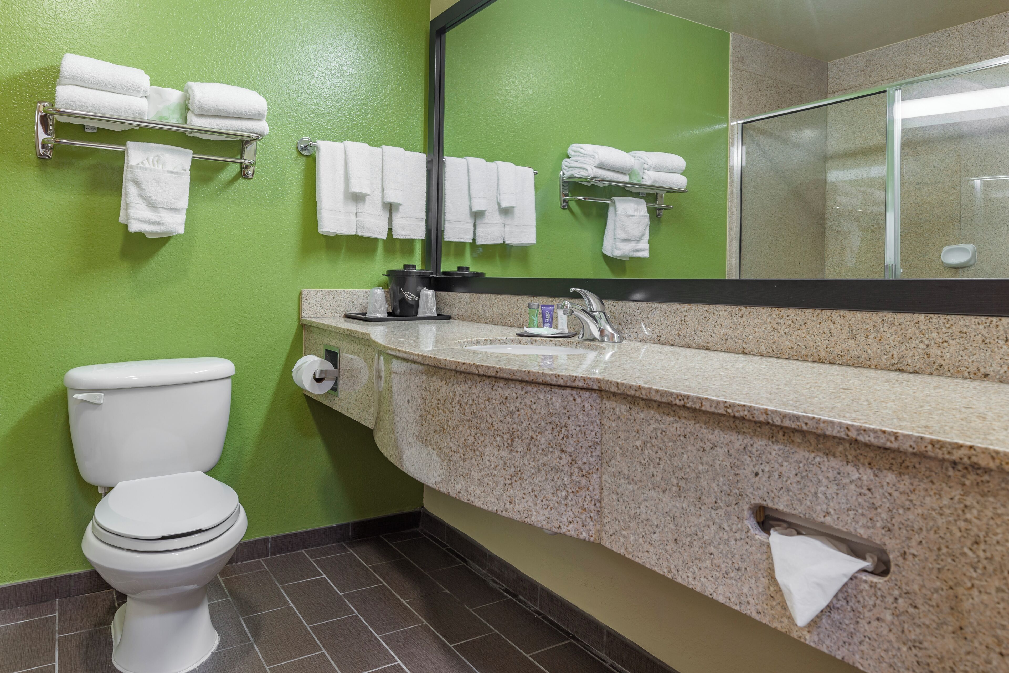 free toiletries, hair dryer, towels