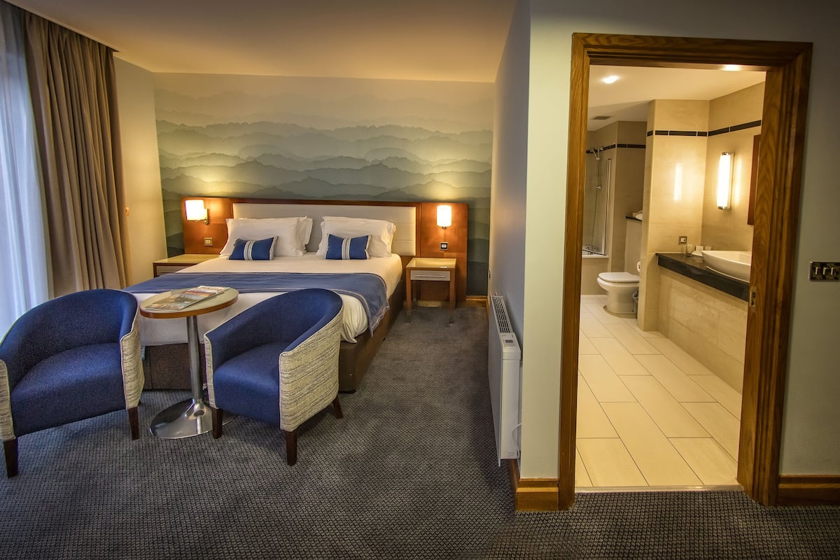 free toiletries, hair dryer, bathrobes, towels