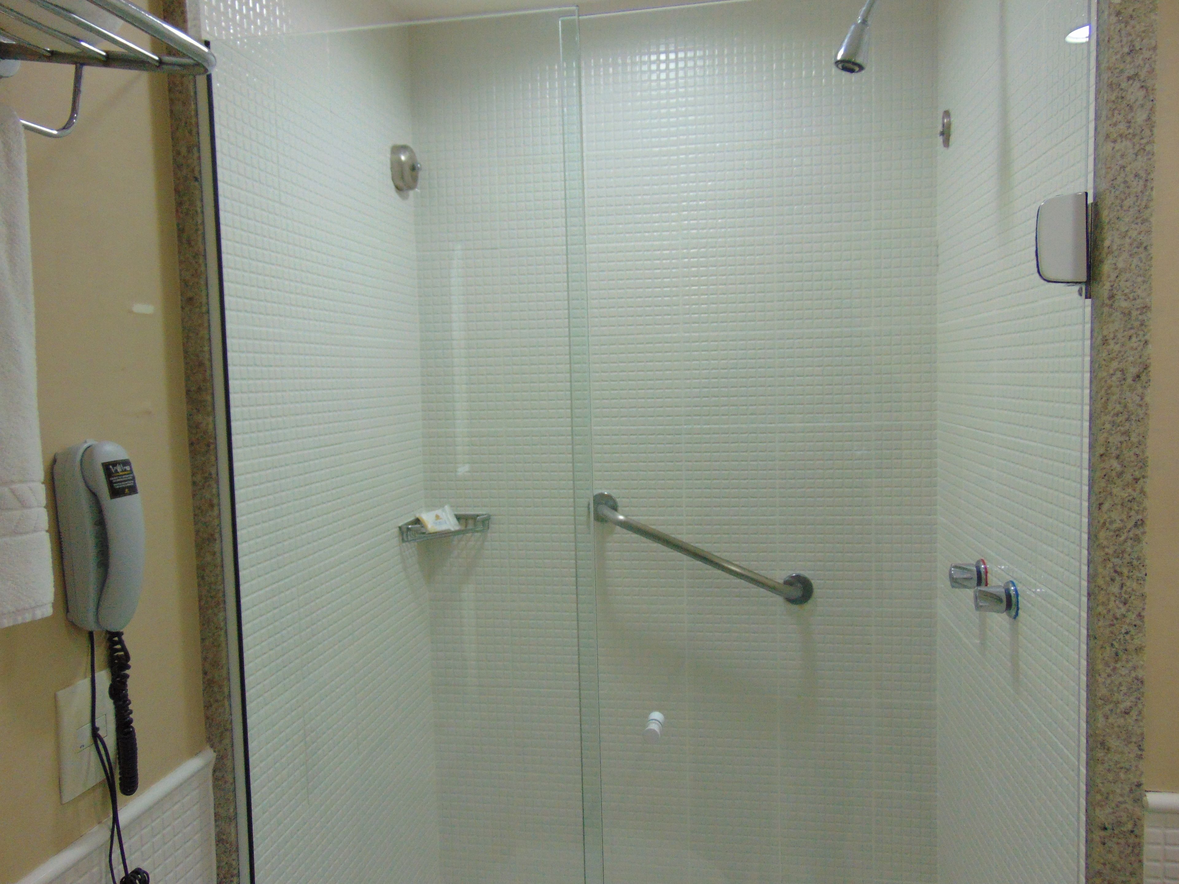 shower, eco-friendly toiletries, hair dryer, towels