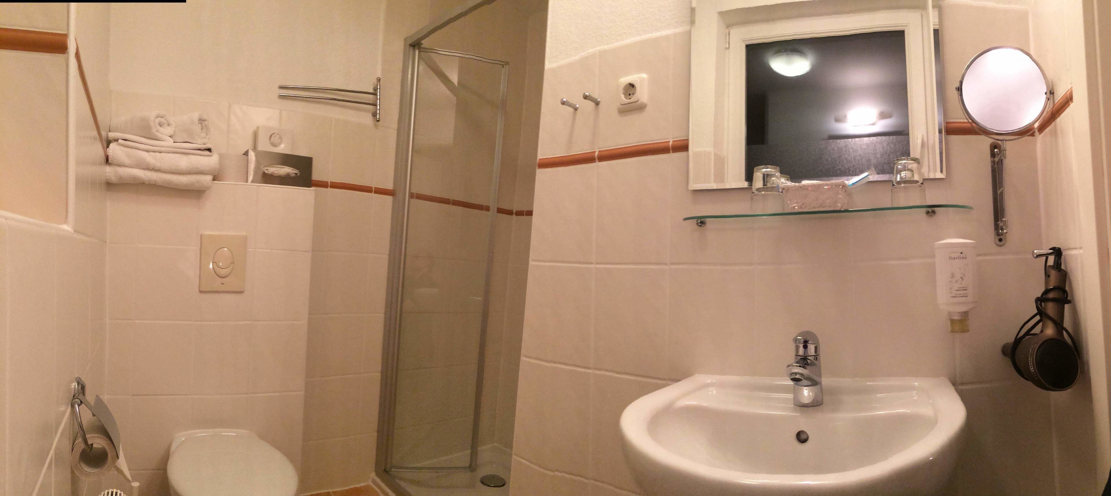 single room, annex building | bathroom | shower, free toiletries, hair dryer, towels