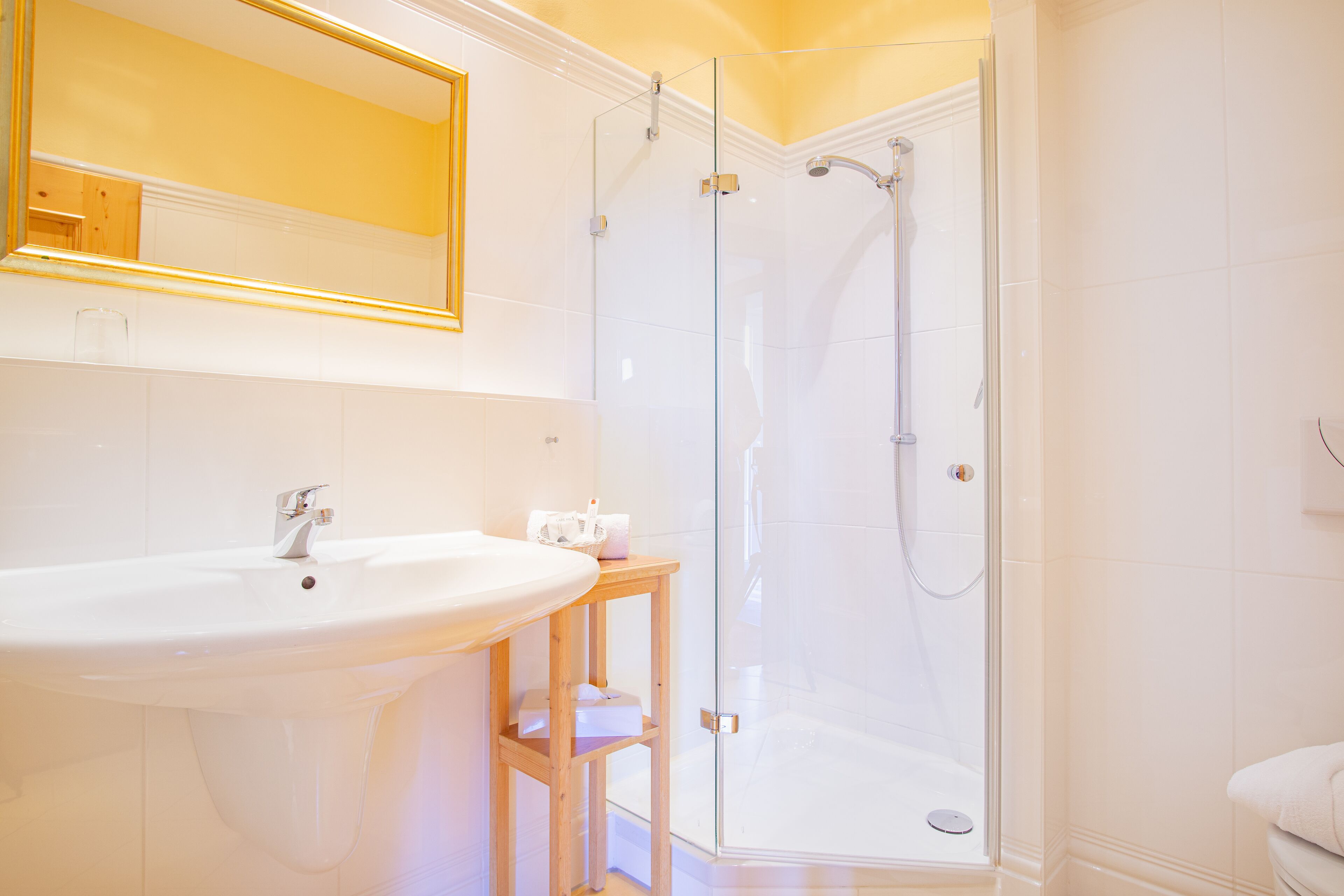 eco-friendly toiletries, hair dryer, bathrobes, towels